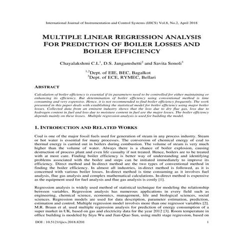 MULTIPLE LINEAR REGRESSION ANALYSIS FOR PREDICTION OF BOILER LOSSES AND ...