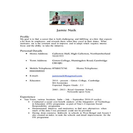 Jamie Naik CV