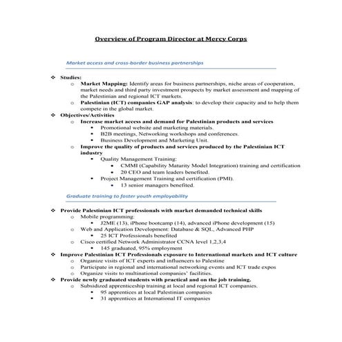 Overview Program Director at Mercy Corps