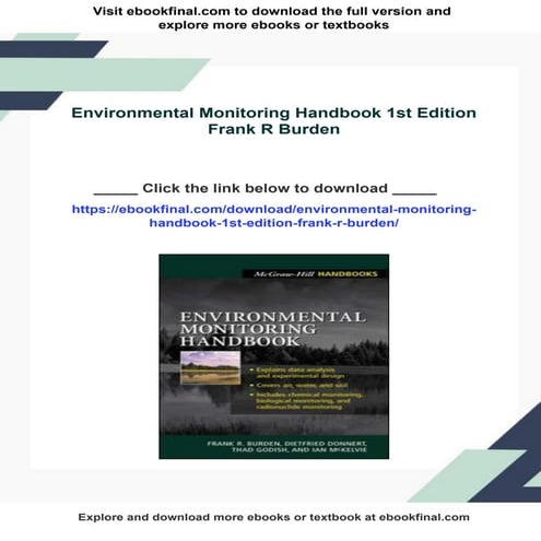 Environmental Monitoring Handbook 1st Edition Frank R Burden | PDF