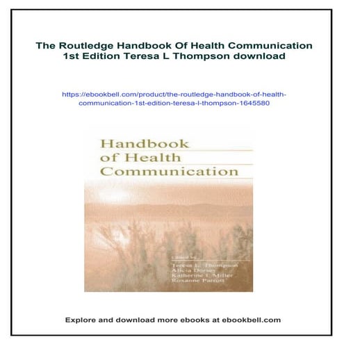 The Routledge Handbook Of Health Communication 1st Edition Teresa L Thompson