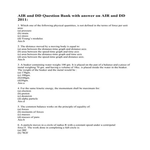 air and dd question bank 