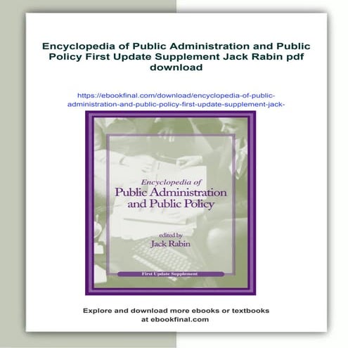 Encyclopedia of Public Administration and Public Policy First Update Suppleme...
