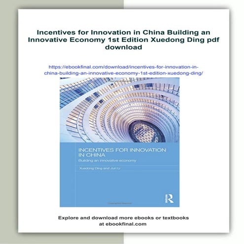 Incentives for Innovation in China Building an Innovative Economy 1st ...
