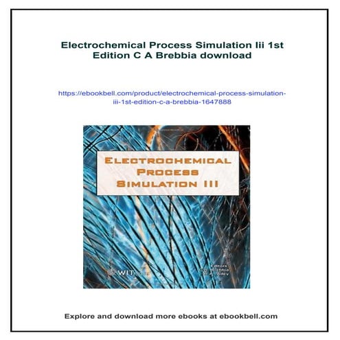 Electrochemical Process Simulation Iii 1st Edition C A Brebbia