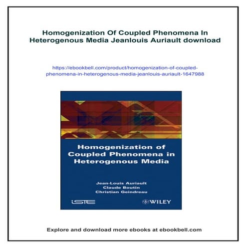 Homogenization Of Coupled Phenomena In Heterogenous Media Jeanlouis ...