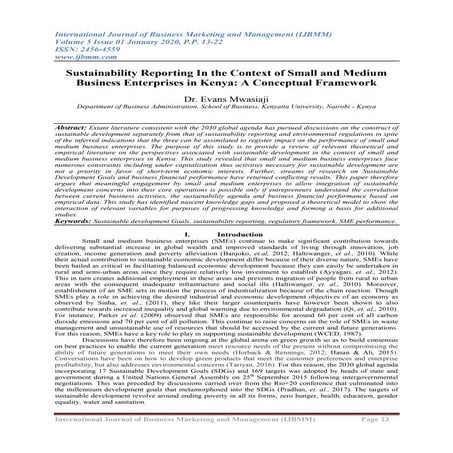 Sustainability Reporting In the Context of Small and Medium Business Enterpri...