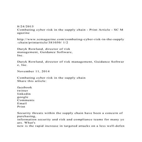 8242015 Combating cyber risk in the supply chain ­ Print Art.docx