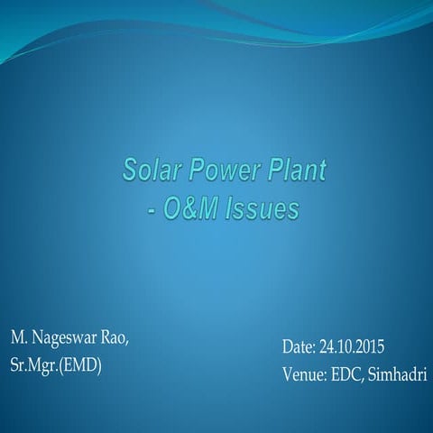 2. Solar Power Plant- O&M Issues