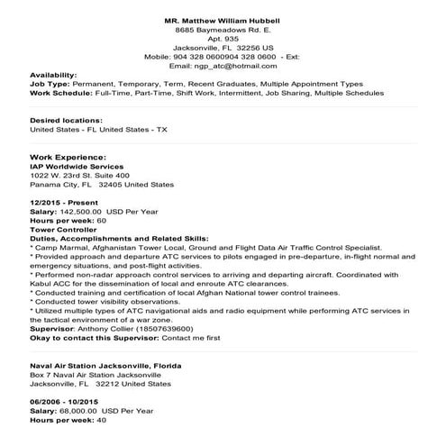 Matthew William Hubbell Resume