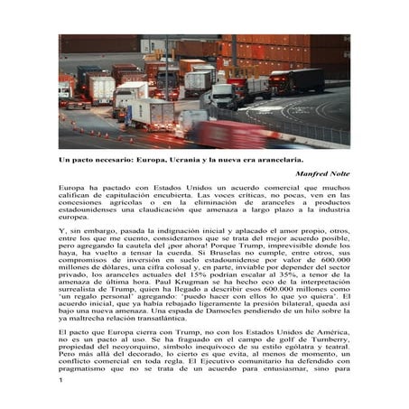 Un pacto necesario: Europa, Ucrania y la nueva era arancelaria.(Ampliado y ac...