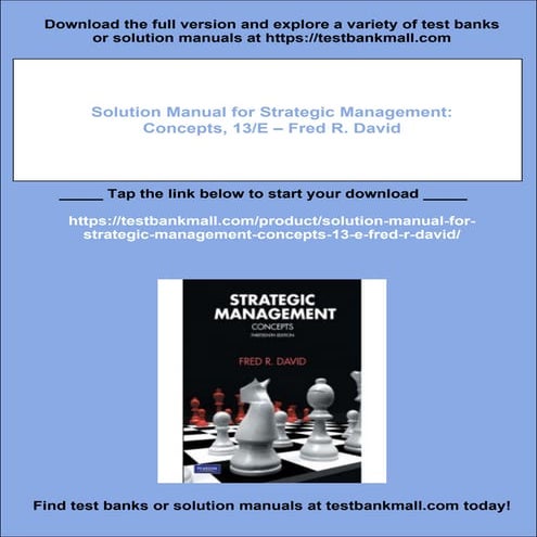Solution Manual for Strategic Management: Concepts, 13/E – Fred R ...