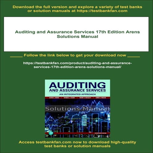 Auditing and Assurance Services 17th Edition Arens Solutions Manual | PDF