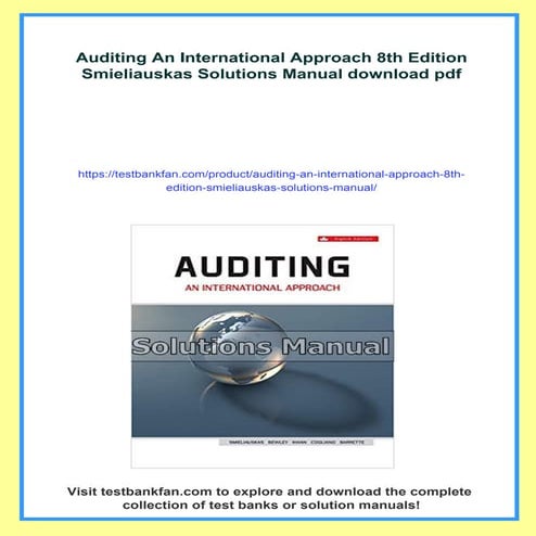 Auditing An International Approach 8th Edition Smieliauskas Solutions ...