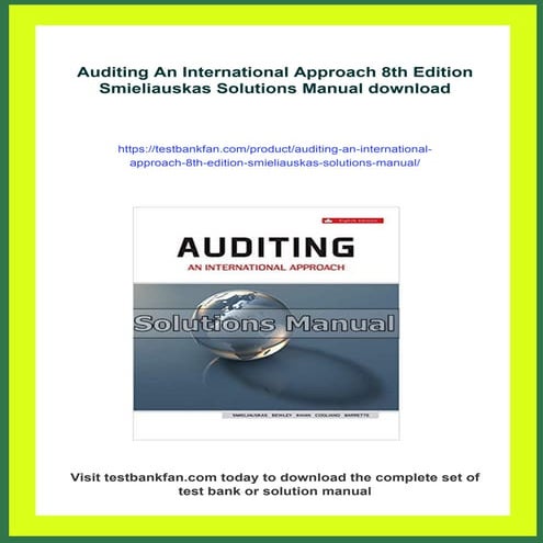 Auditing An International Approach 8th Edition Smieliauskas Solutions ...