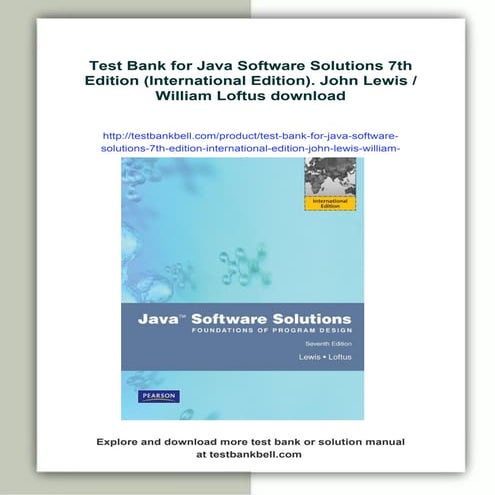 Test Bank for Java Software Solutions 7th Edition (International Edition). Jo...