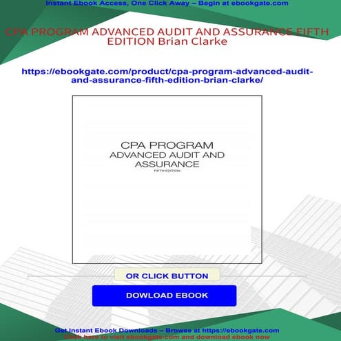 CPA PROGRAM ADVANCED AUDIT AND ASSURANCE FIFTH EDITION Brian Clarke