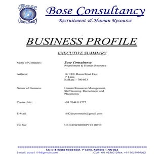 BOSE CONSULTANCY PROFILE