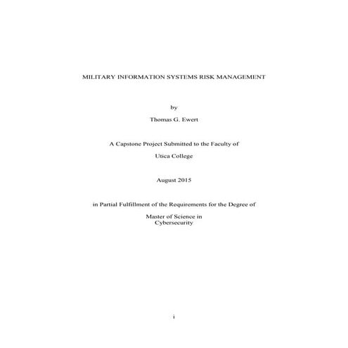 Ewert_Military Information Systems Risk Management