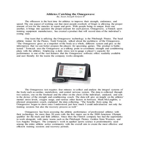 Athletes Catching the Omegawave