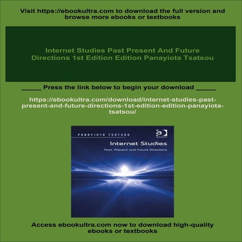Internet Studies Past Present And Future Directions 1st Edition Edition Panay...