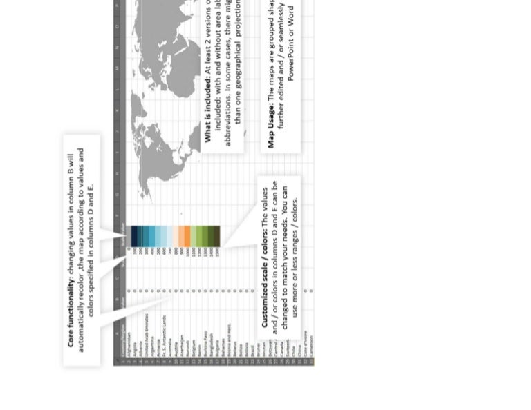 Interactive Excel Map World and Continents