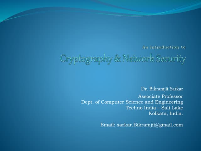 Introductory Lecture on Cryptography and Information Security | PPT