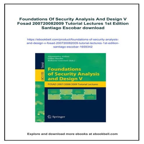 Foundations Of Security Analysis And Design V Fosad 200720082009 ...