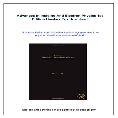 Advances In Imaging And Electron Physics 1st Edition Hawkes Eds | PDF