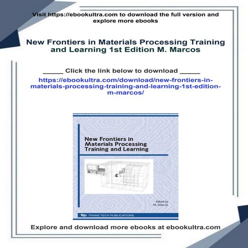 New Frontiers in Materials Processing Training and Learning 1st Edition M. Ma...