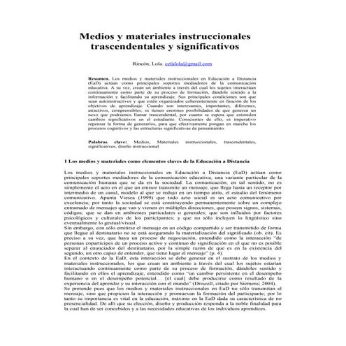 medios y materiales instruccionales en EaD