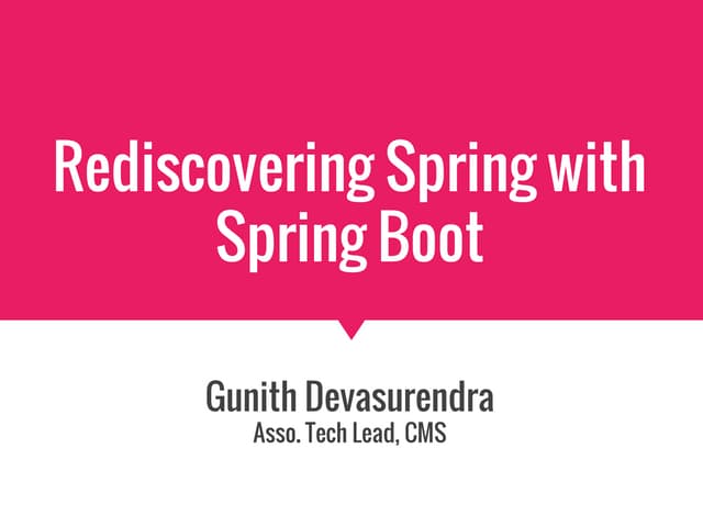 Rediscovering Spring with Spring Boot(1)
