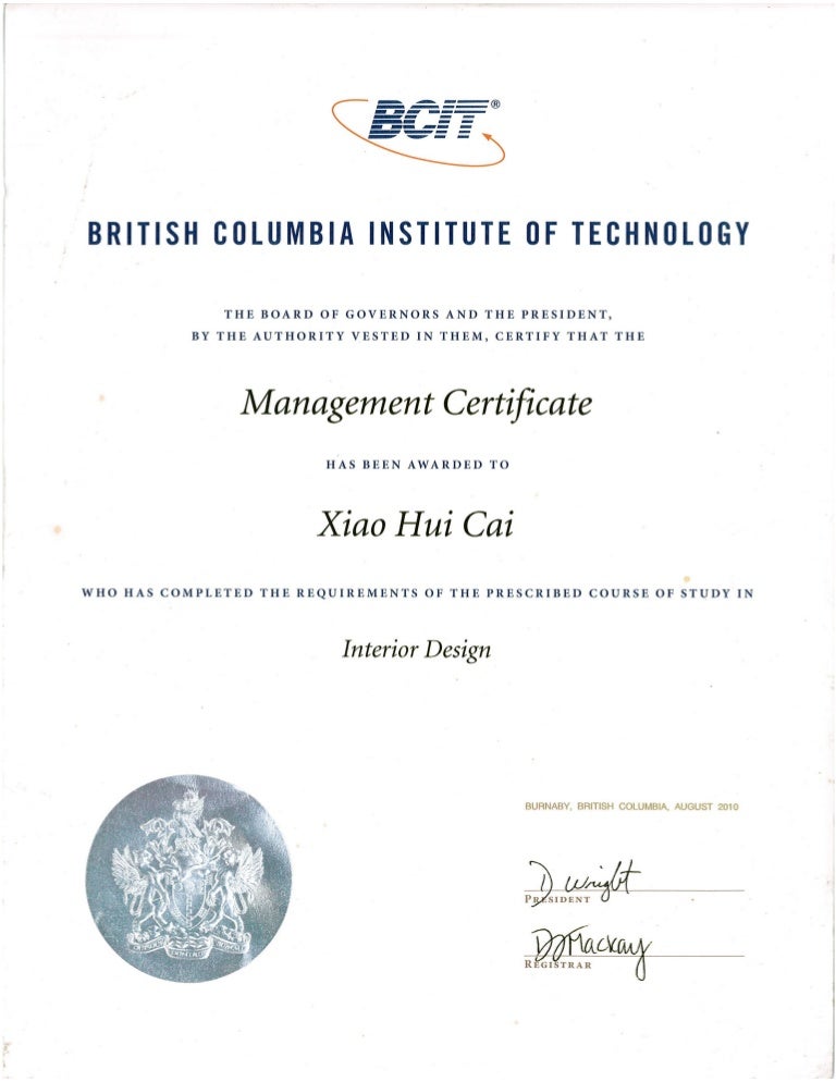 Bcit Certificate Bcit Certificate