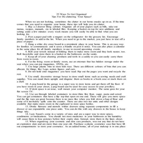 25 Ways To Get Organized