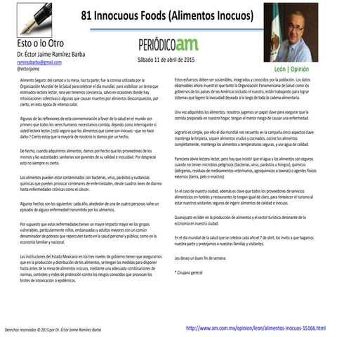 82 Innocuous Foods (Alimentos Inocuos)