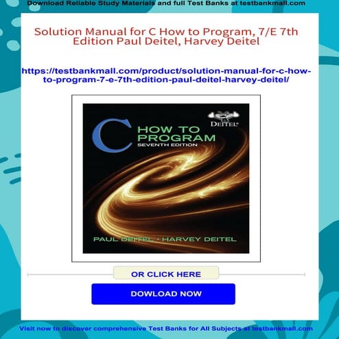 Solution Manual for C How to Program, 7/E 7th Edition Paul Deitel ...