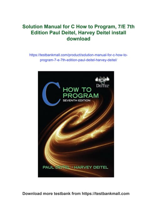 Solution Manual for C How to Program, 7/E 7th Edition Paul Deitel ...