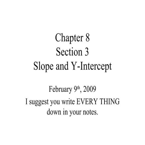 8.3 Slope And Y Intercept