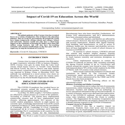 Impact of Covid-19 on Education Across the World