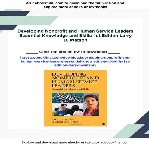 Developing Nonprofit and Human Service Leaders Essential Knowledge and Skills...