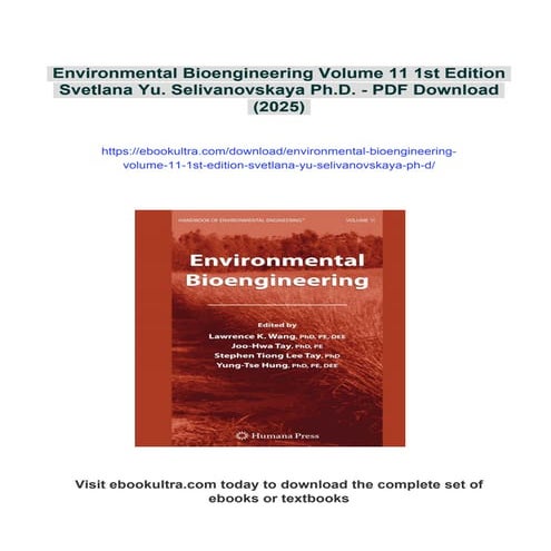 Environmental Bioengineering Volume 11 1st Edition Svetlana Yu. Selivanovskay...
