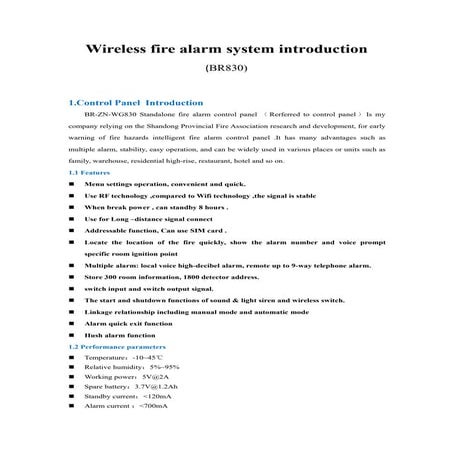 830 and 708 wireless fire alarm system control panel introduction