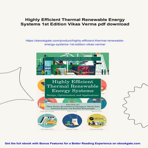 Highly Efficient Thermal Renewable Energy Systems 1st Edition Vikas ...