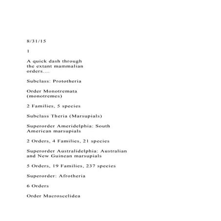 83115 1 A quick dash through the extant mammalian .docx