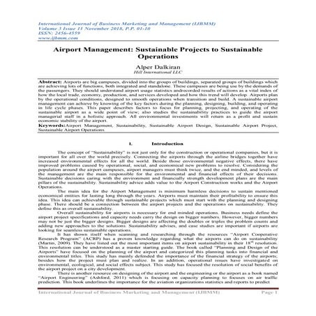 Airport Management: Sustainable Projects to Sustainable Operations | PDF