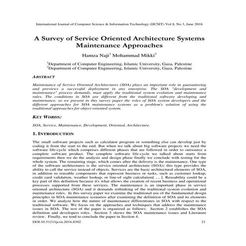 A Survey of Service Oriented Architecture Systems Maintenance Approaches 
