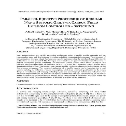 PARALLEL BIJECTIVE PROCESSING OF REGULAR NANO SYSTOLIC GRIDS VIA CARBON FIELD...