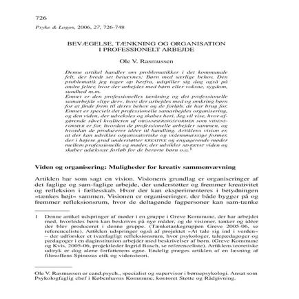 Bevægelse, tænkning og orgaisation i professionelt arbejde, Psyche & Logos, 2...