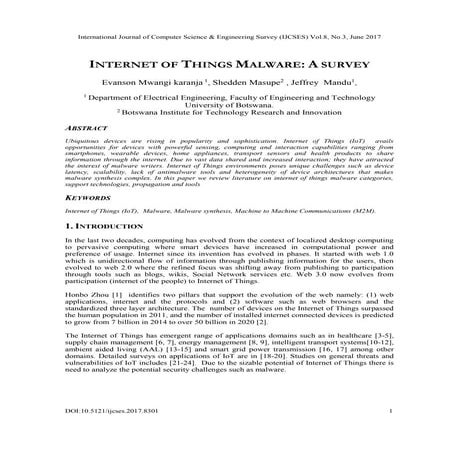 Internet of Things Malware : A Survey