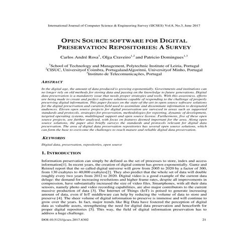 Open Source Software for Digital Preservation Repositories : A Survey